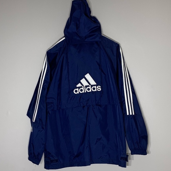 Vintage 90s Adidas Zip Up Windbreaker jacket navy blue what men’s XL active - Picture 1 of 8